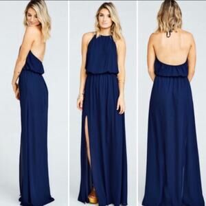 Show me Your Mumu SMYM Heather halter maxi dress in rich navy NEW MEDIUM